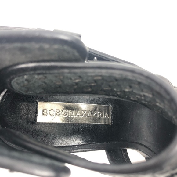 BCBGMAXAZRIA Black Spike Leather Stilettos Heels - Picture 5 of 8